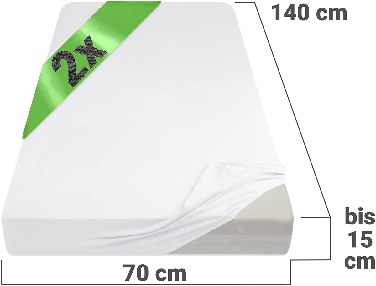 Omgoods - Set van 2 Fitted Sheets voor Kinderbed - Wit 70x140cm