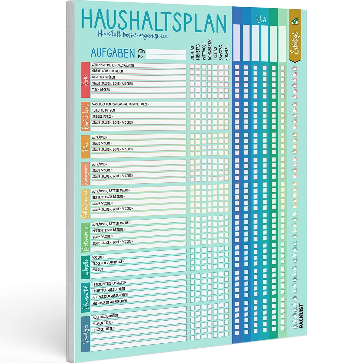 Omgoods - Huishoudtaken Planner in het Duits - Schoonmaakrooster voor Kamergenoten en Gezinnen