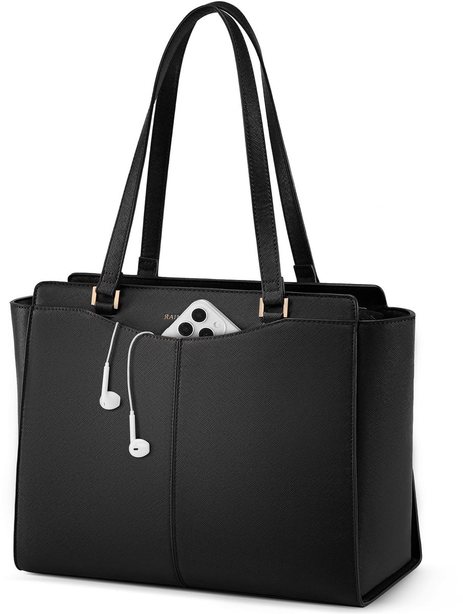 Omgoods - Laptoptas voor Vrouwen - Waterdichte PU Lederen Handtas met Rits