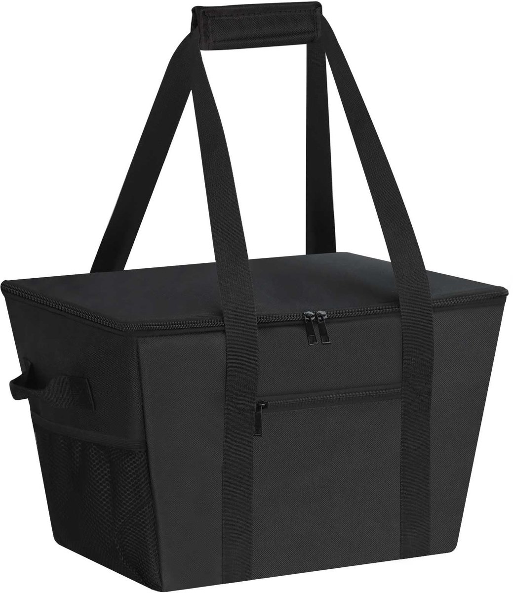 Omgoods - Grote Koeltas van Hoogwaardige Polyester - Ideaal voor Picknicks en Winkelen, Zwart