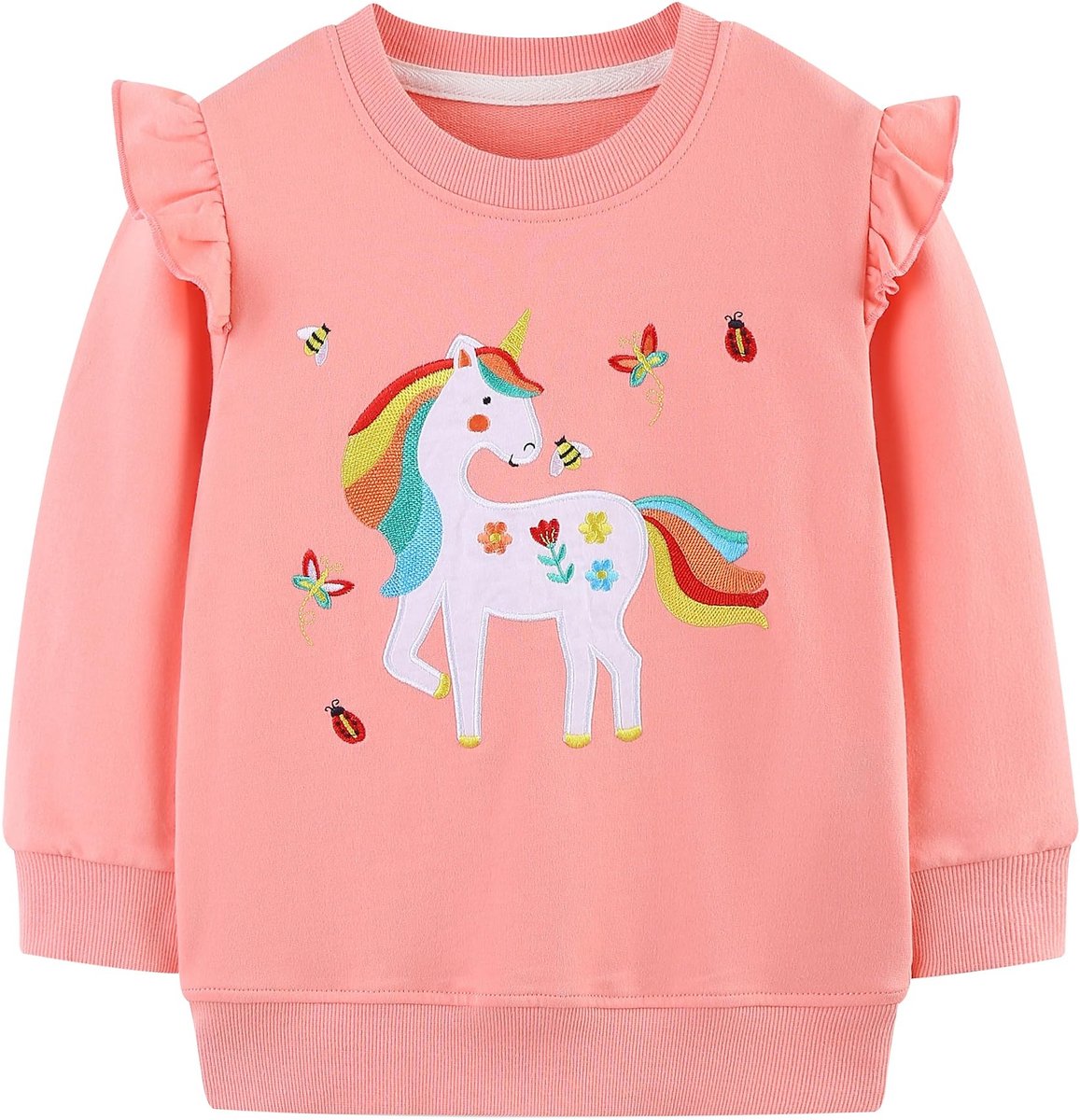 Omgoods - Sweatshirt voor meisjes, schattige eenhoornprint, lange mouwen