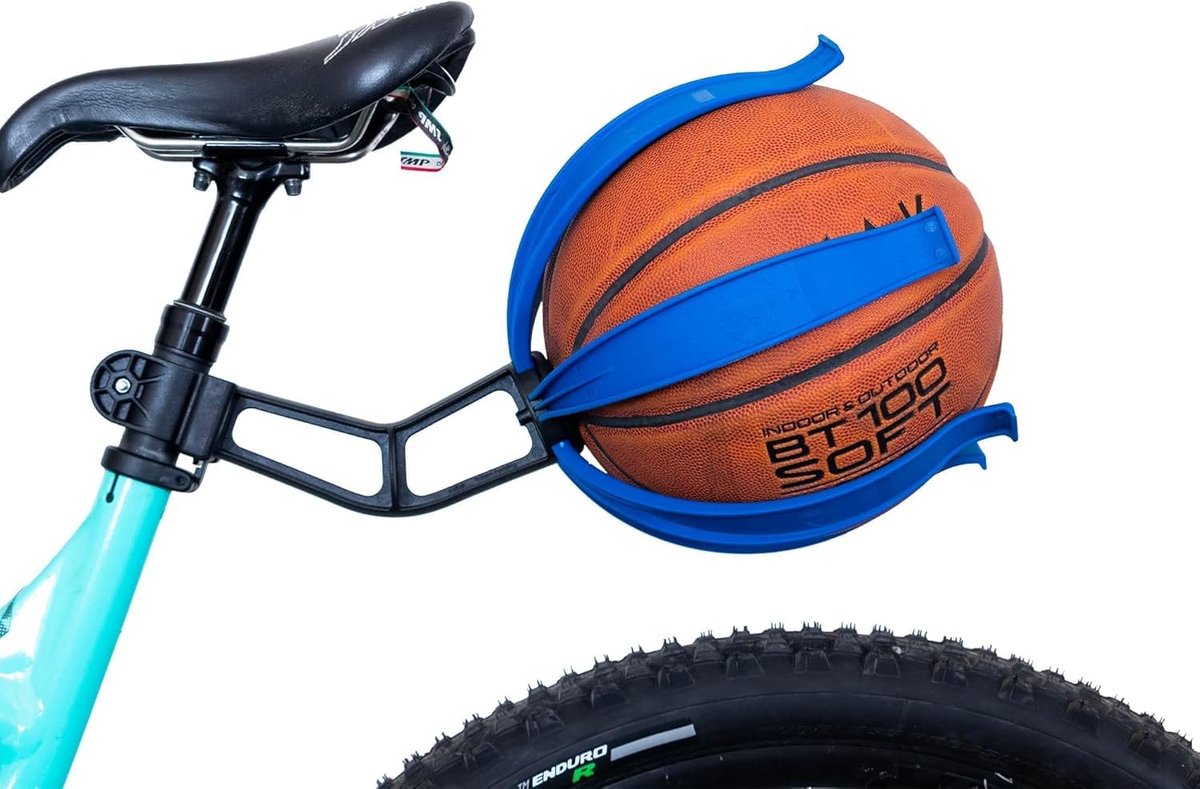 Omgoods- Fietsbalhouder Veiligheidsvoorziening - Eenvoudig te Bevestigen - Geschikt voor Voetbal/Volleybal/Basketbal/Rugbyballen - Duurzaam - Stabiliteit op Meeste Terreinen - Betaalbaar voor Iedereen - Ballenhouder