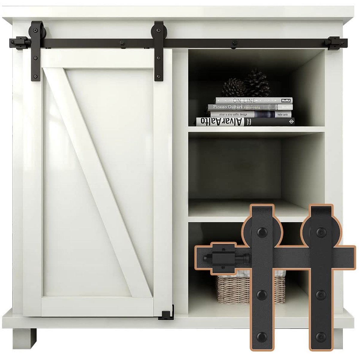 Omgoods - Super Mini Sliding Barn Door Hardware Kit - Voor Kleine Kasten en TV-Meubels
