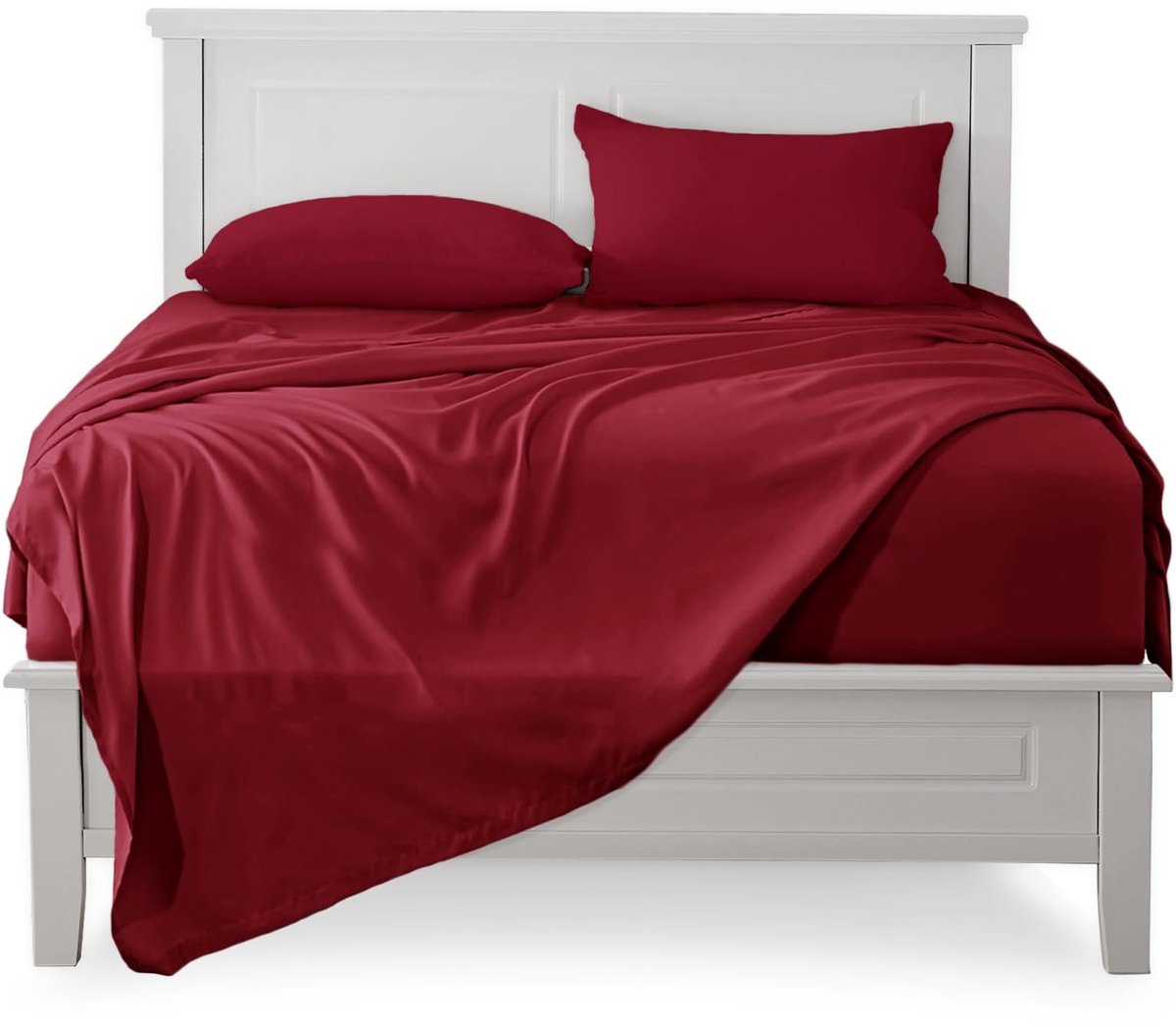Omgoods - 3-delige Beddenset voor Eenpersoonsbed 100% Katoen Bordeaux