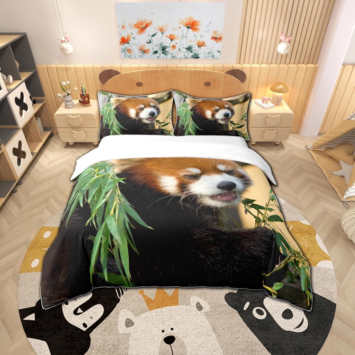 Omgoods - Schattig Rood Panda Dekbedovertrekset voor Kinderen