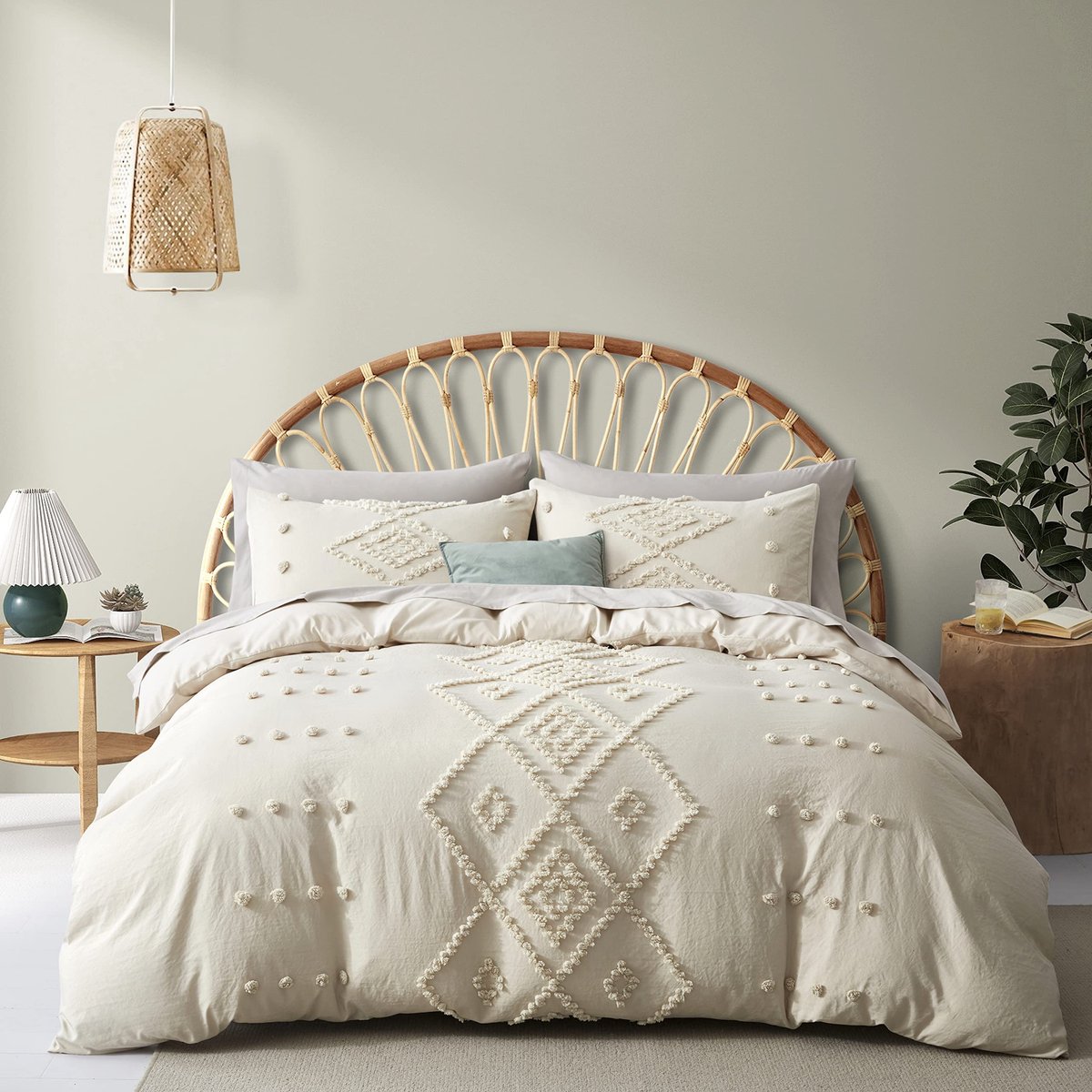 Omgoods - Tufted Duvet Cover Set King Size met 2 Kussenslopen