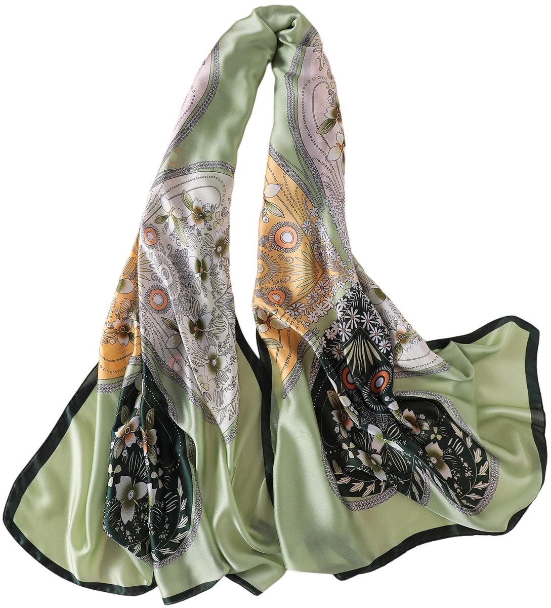 Omgoods - Zijdeachtig Sjaal voor Dames - Grijze Bloemenprint voor Strand en Feest