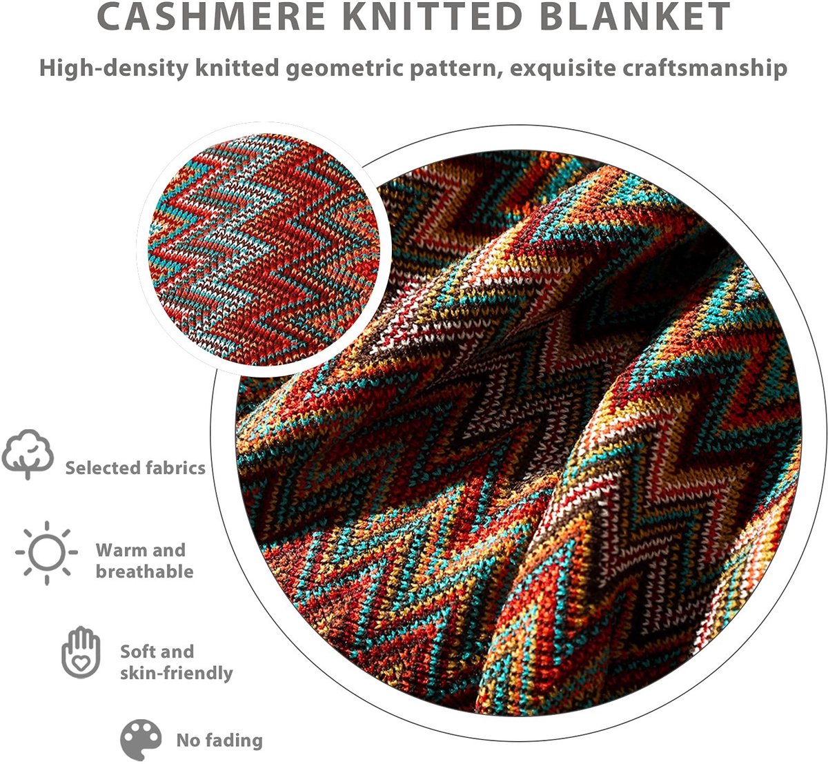 Omgoods - Gehaakte Deken met Kwasten - Bohemian Houndstooth Sofa Throw