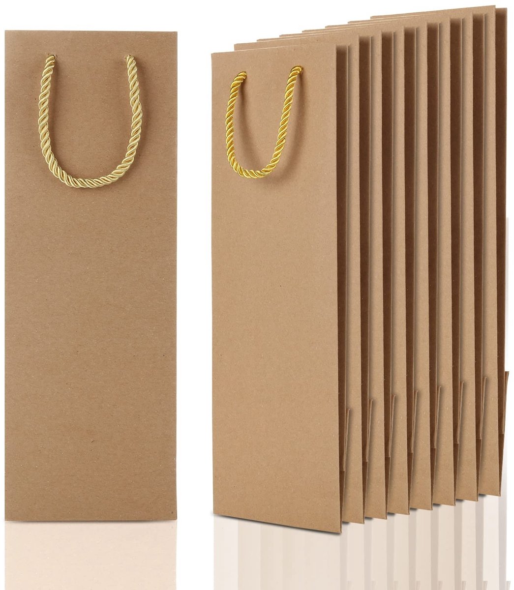 Omgoods- Fleszakken 30 Stuks - Kraft Papier - Wijnzakken 750 ml - Milieuvriendelijk - Herbruikbaar - Stevig en Handig