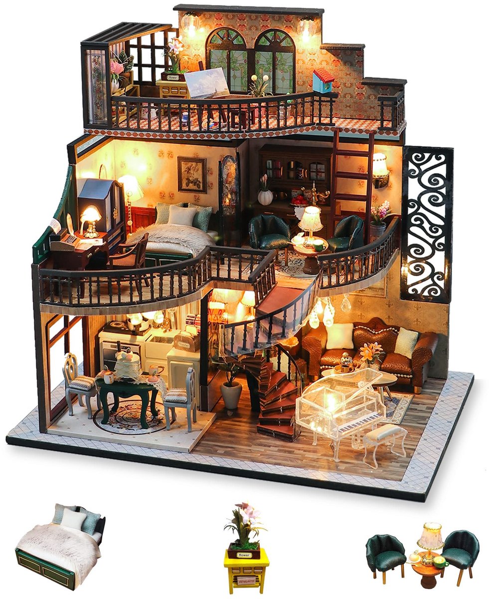 Omgoods - Doe-het-zelf Miniatuur Poppenhuiskit - Vintage Loft Appartement