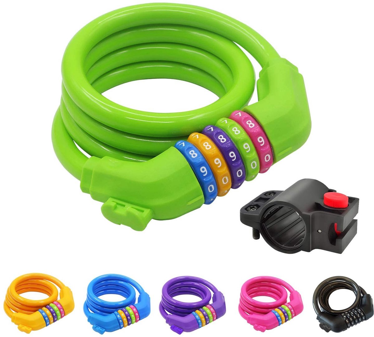 Omgoods - Fietsslot voor Kinderen met Combinatie - 120 cm, Kleurrijk