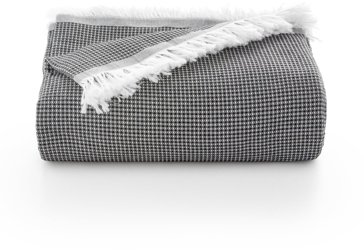 Omgoods - Multifunctionele Bedsprei voor Bed en Sofa - Zacht en Ademend Katoen, 180 x 140 cm, Zwart