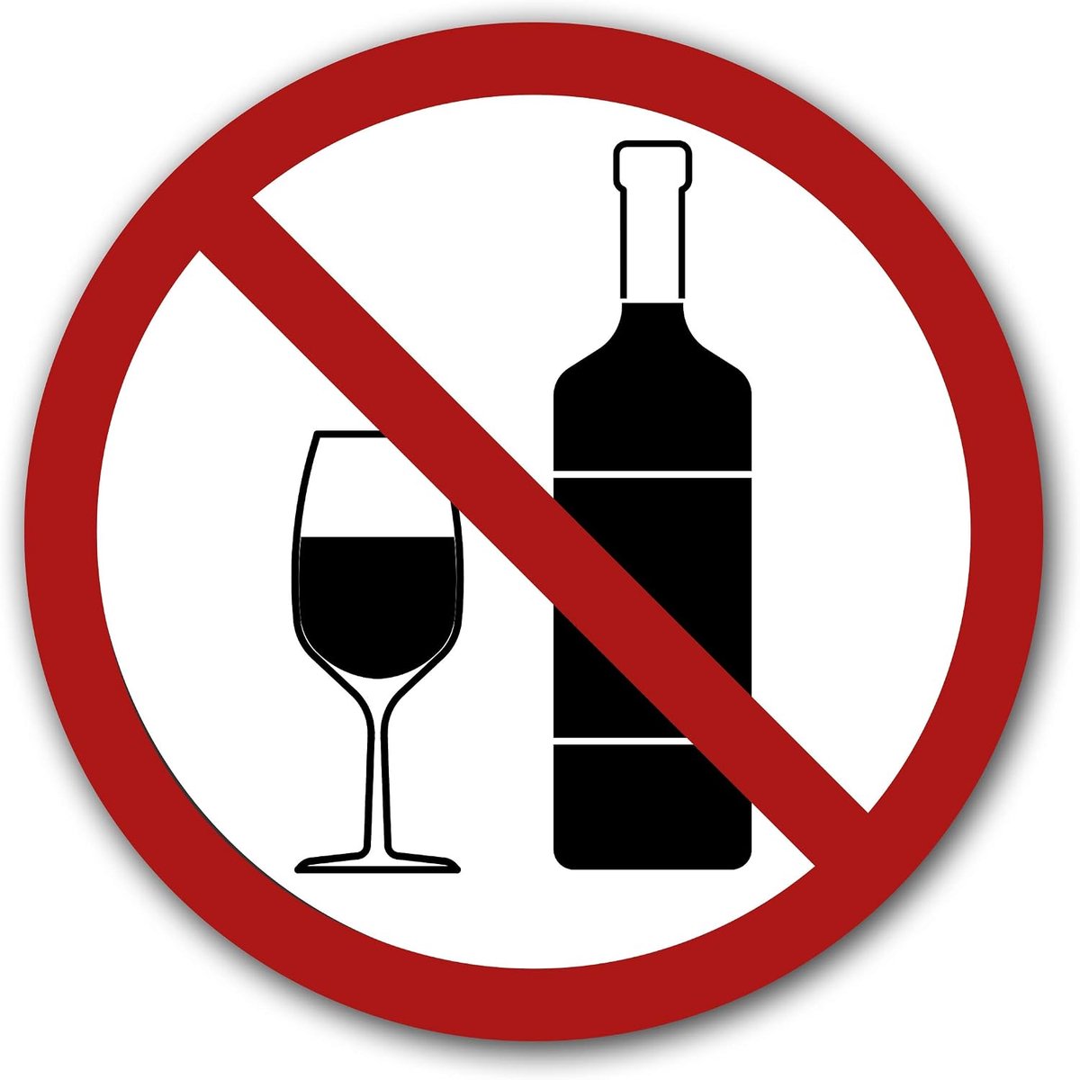 5 stuks alcoholverbod stickers Ø 9,5 cm sticker alcoholische dranken verboden alcohol niet toegestaan met UV-bescherming voor binnen