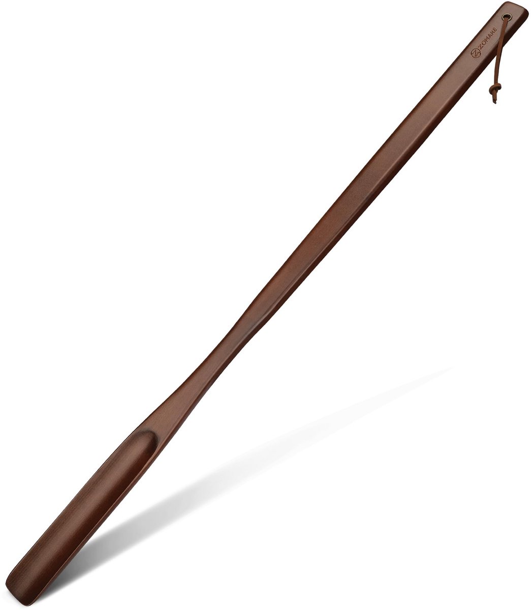 Omgoods - Extra Lange Houten Schoenlepel van 75 cm met Hangkoord