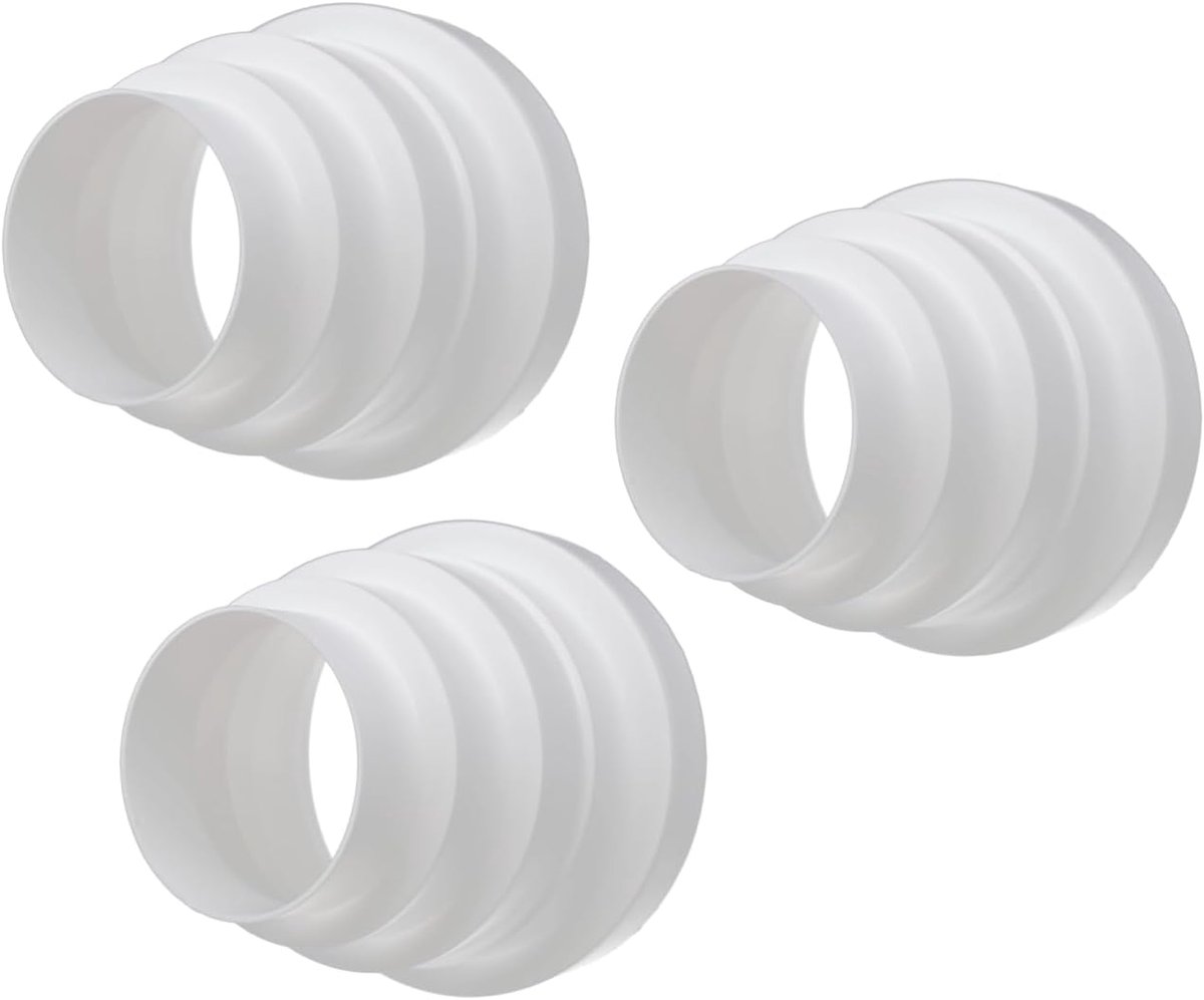 VENT Pakket van 3 Universele Kanaalverloopstuk Connectoren │ Ventilatiebuis PVC-adapter │ Kunststof overgang Ø3.14''-5.9''/ Ø80-150mm Ronde Kanalen & Flexibele Slang │ Afzuigventilator Wasdroger