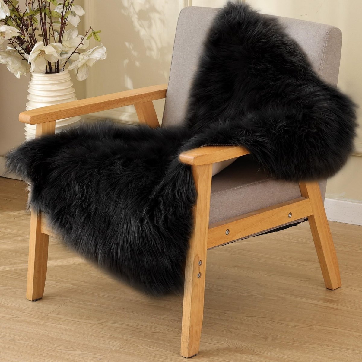 Omgoods - Zacht Fluffy Tapijt - Shaggy Vloerkleed voor Woonkamer 60 x 90 cm Zwart