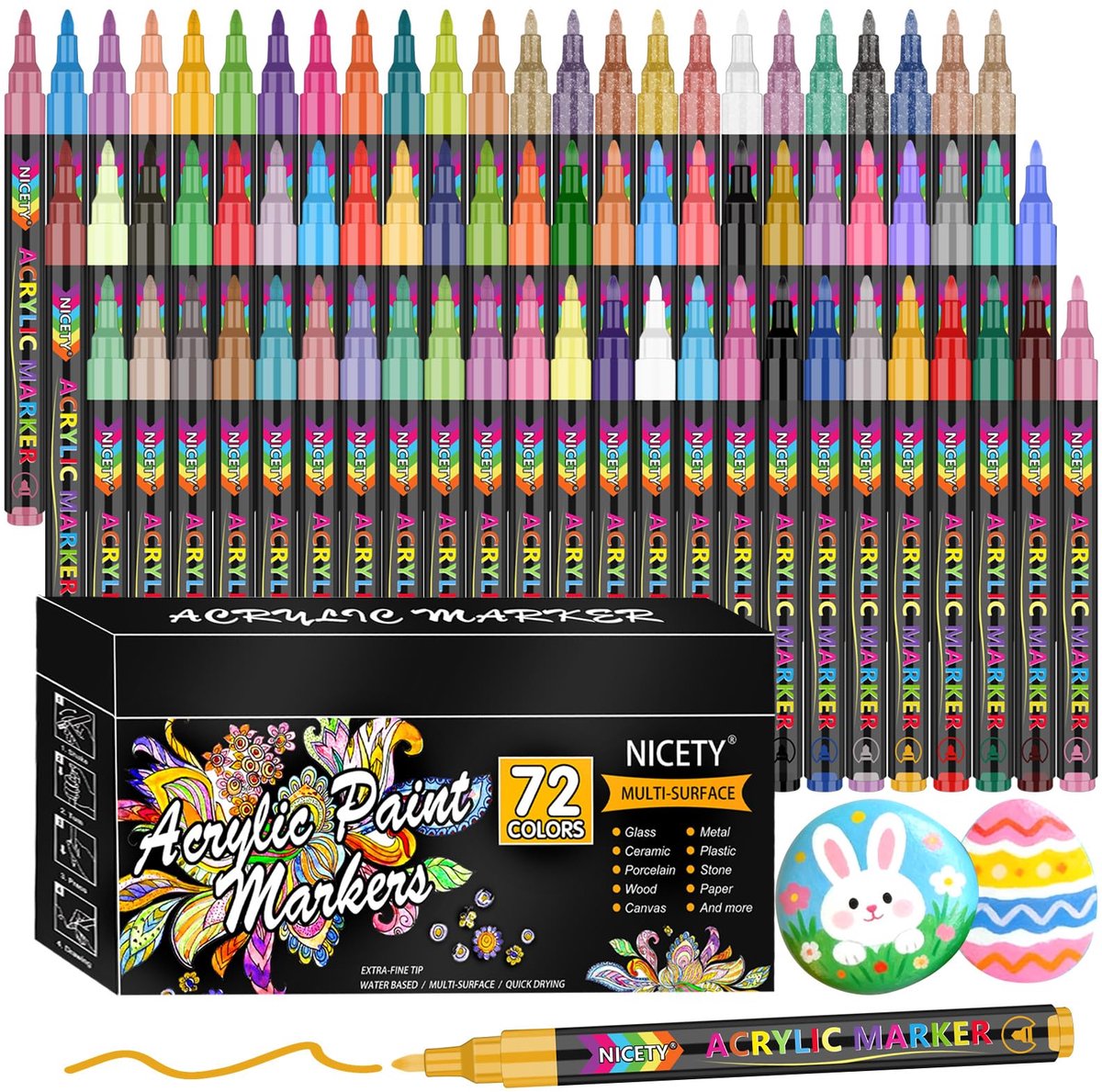 Omgoods - Acrylverfstiften set - 72 kleuren voor Creatief Schilderen