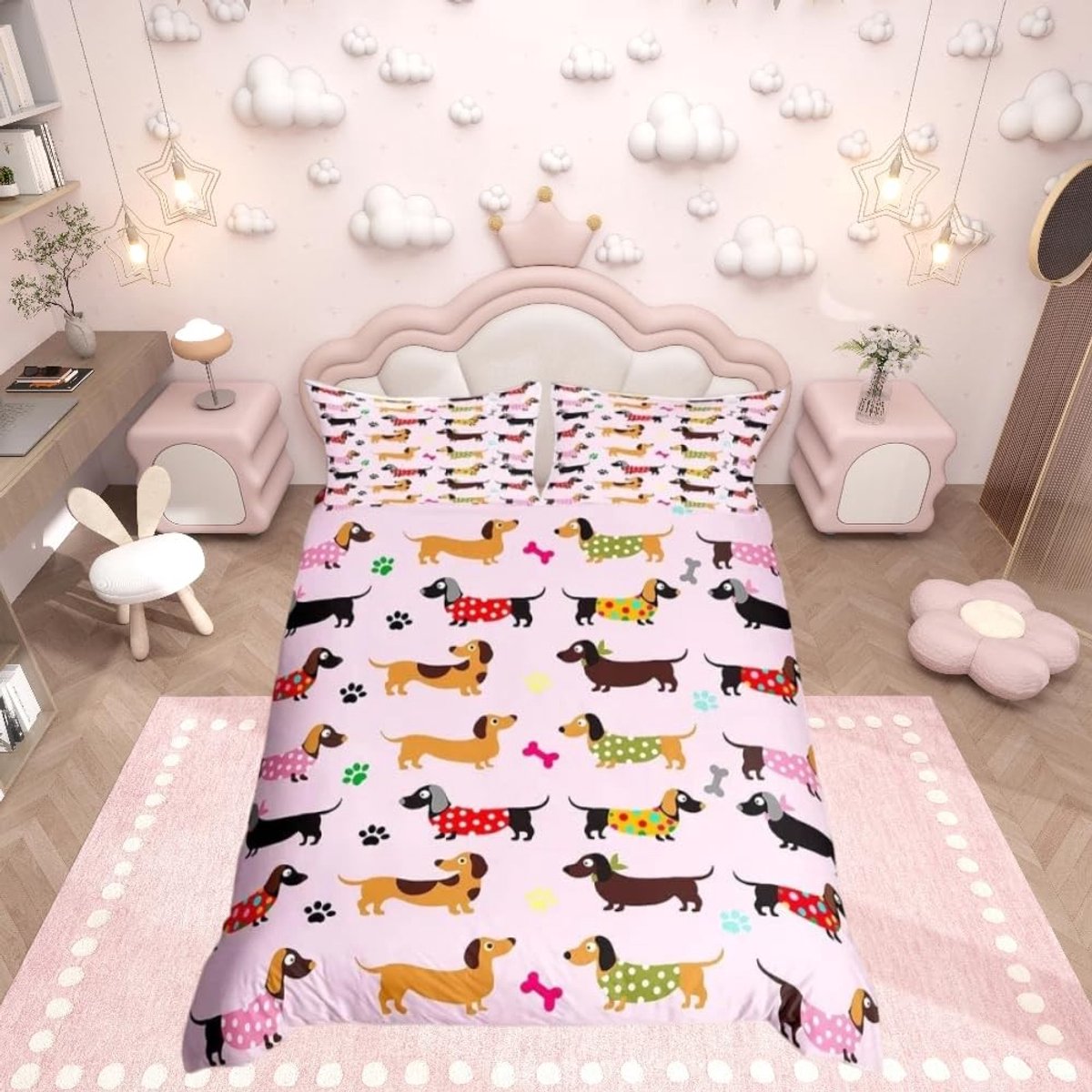 Omgoods - Schattige Teckel Duvet Cover Set voor Kinderen