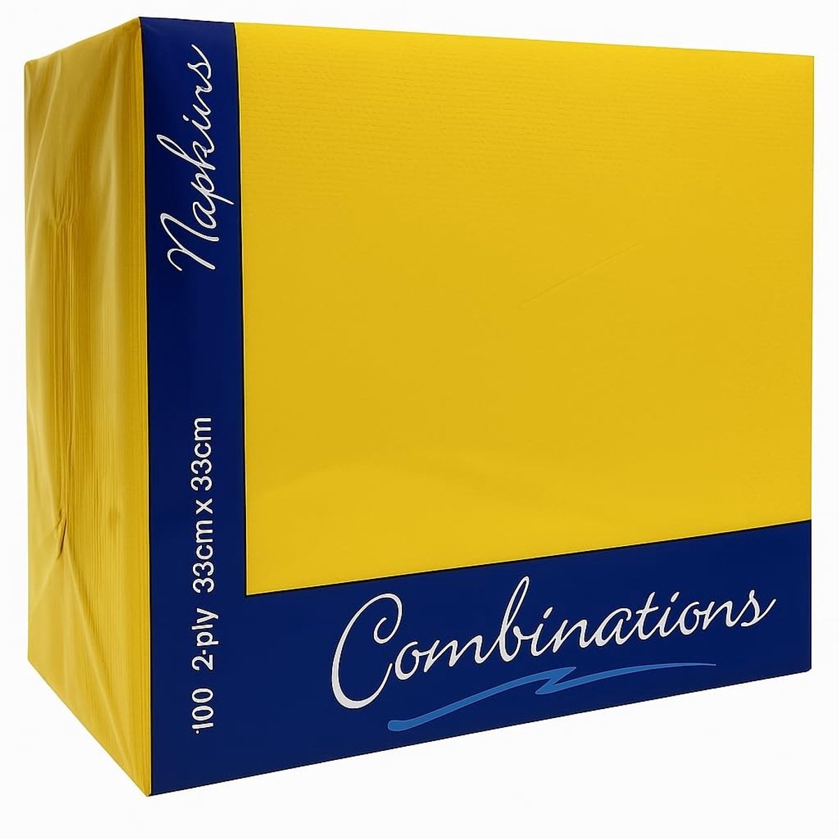 Omgoods - 100 x Papieren Servetten - Disposable Recyclebare Tissue 2-laags 33cm voor Feesten en Catering (Geel)
