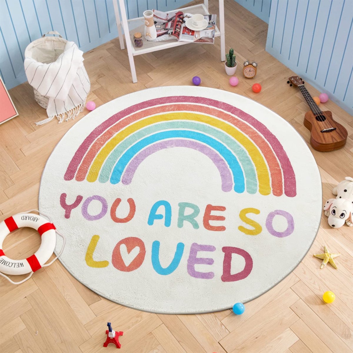 Omgoods - Zacht Rond Tapijt voor Kinderkamer, 120 cm, Antislip en Wasbaar