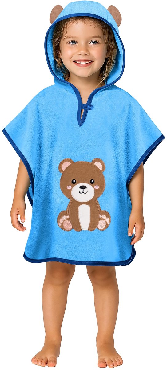 Omgoods - Premium Bad Poncho voor Kinderen met Capuchon van 100% Katoen