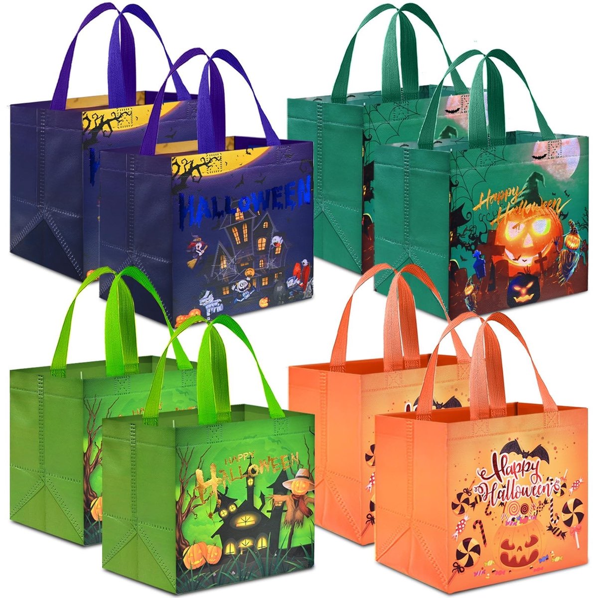 Omgoods - Herbruikbare Halloween Snoepzakjes met Handvatten - 4/8 Stuks