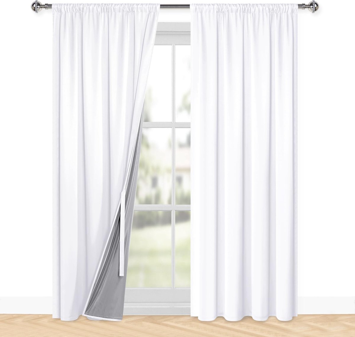 Omgoods - 100% Opaque Gordijnen voor Woonkamer en Slaapkamer - Zware Blackout Gordijnen 245x140 cm Wit