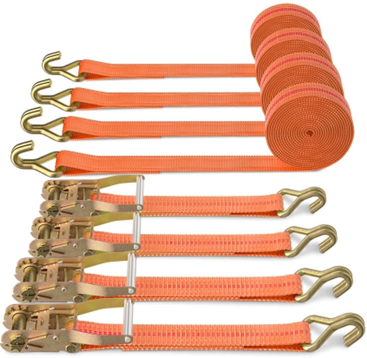 Omgoods - 4 Stuks Lashing Straps met Ratchet 38mm 6m - Voor Veilig Transport