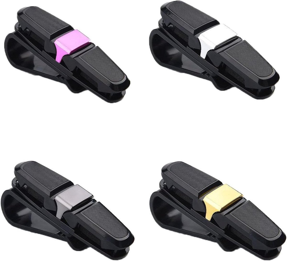 4 stuks zonnebrilhouders, autozonnebrilhouder, brillenhouder voor auto, brilclip voor voertuig, brilhouder met kaartclip