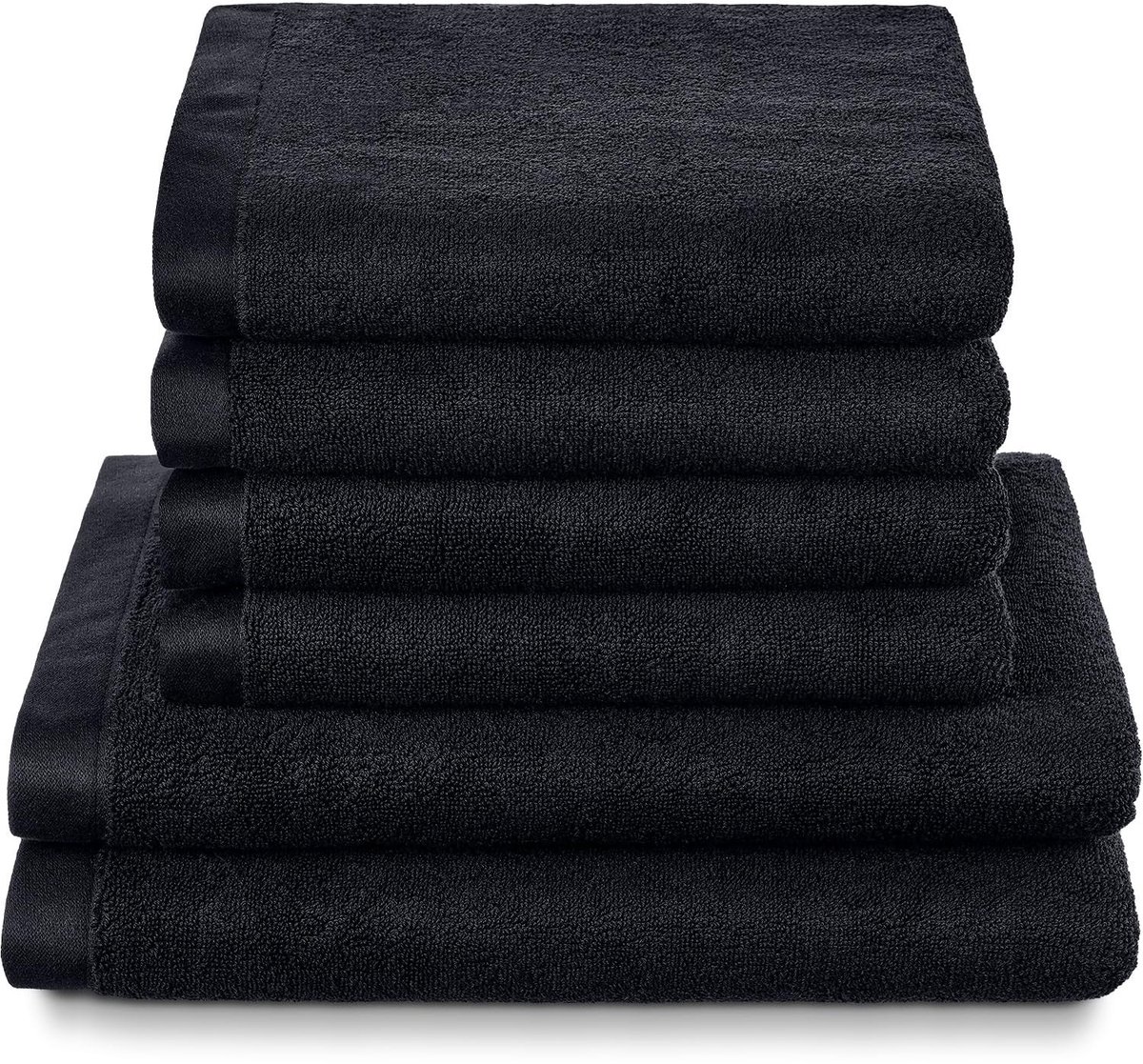 Omgoods - Set van 6 Luxe Handdoeken 100% Katoen in Zwart