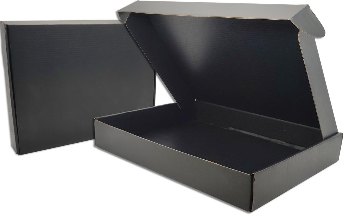 Omgoods - Medium Verzenddozen 330 x 254 x 50mm - Zwarte Kartonnen Verpakking (25 Stuks)
