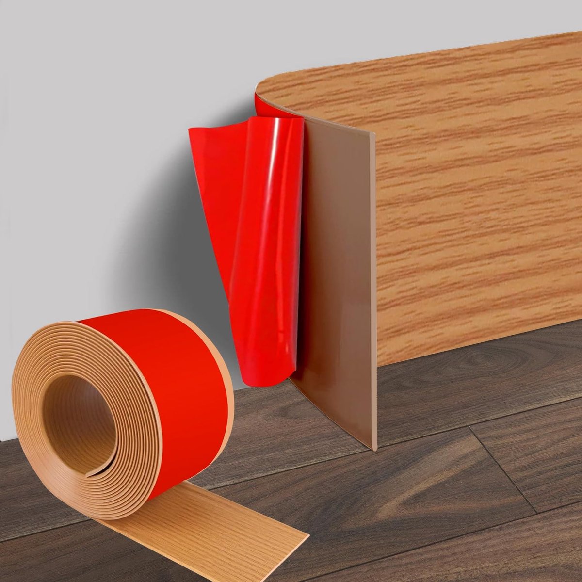Omgoods - 10cm x 3m Zelfklevende PVC Plinten - Geel Eiken Decoratieve Strips voor Woonkamer