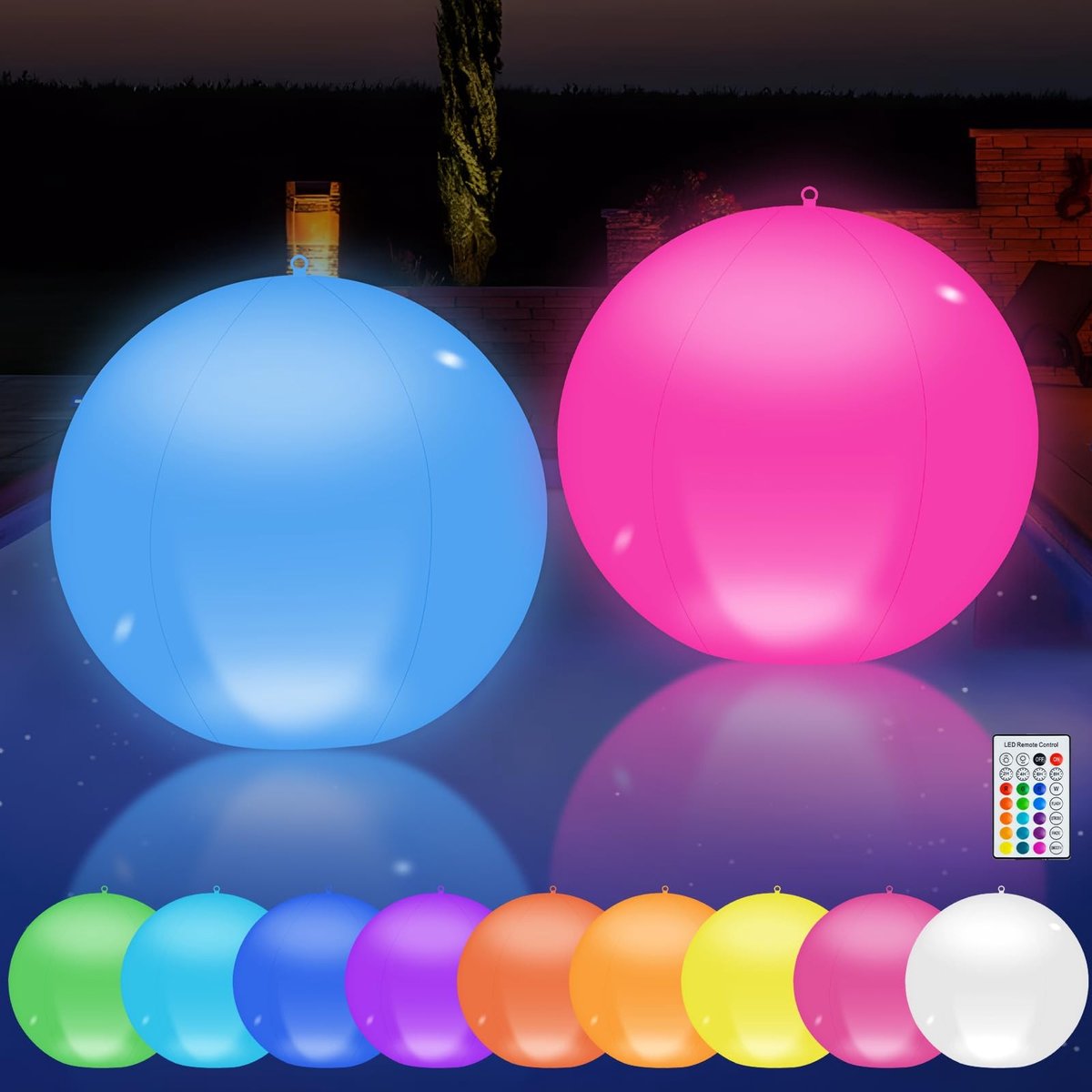 Omgoods - Zwembad Verlichting - Set van 2 Drijvende Solar LED Lampen
