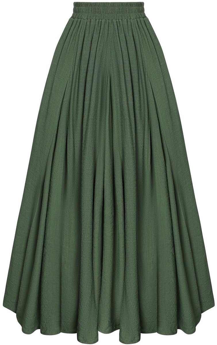 Omgoods - Dames Lange Rok Vintage Hoge Taille met Zakken