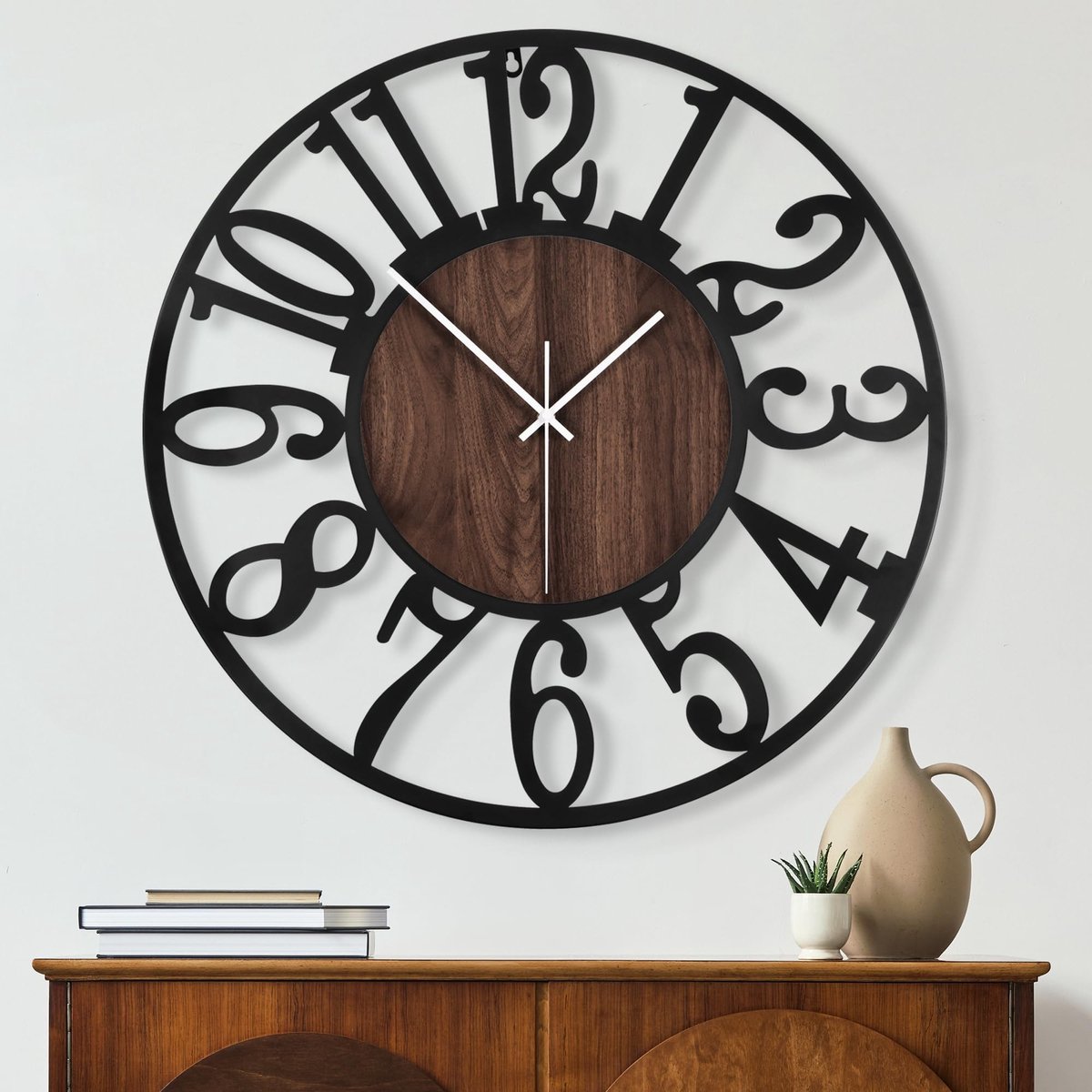 Omgoods - Vintage Wandklok voor Woonkamer - Stille Batterij Klok 40 cm
