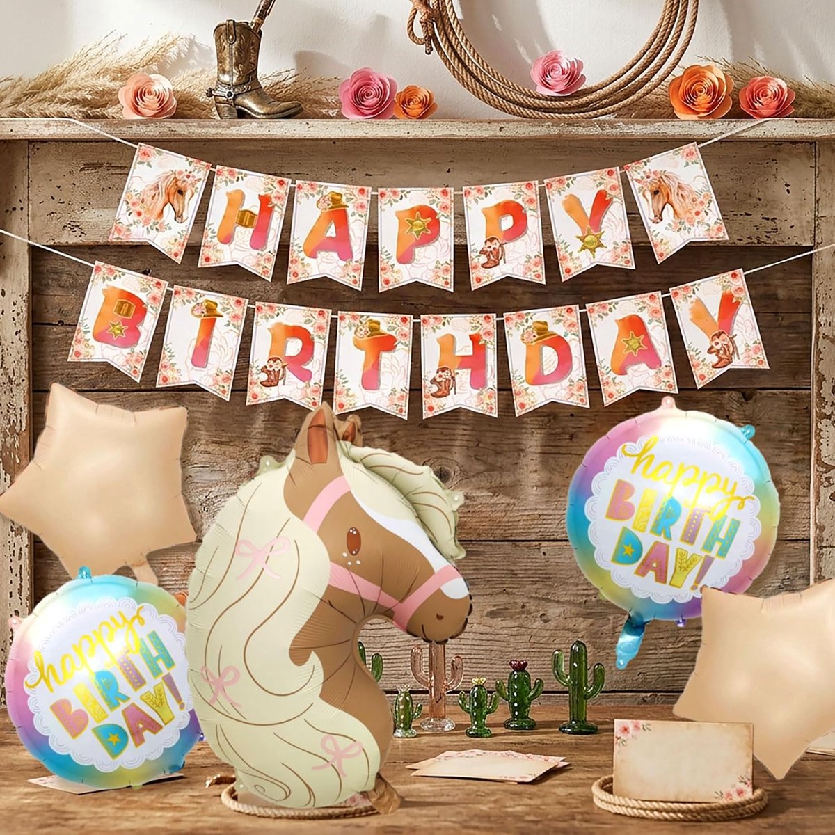 Ballonnen jongen meisje dier | paarden verjaardagsdecoratie ballonnen jongen meisje dier folieballonnen verjaardagsslinger voor kinderfeest versiering