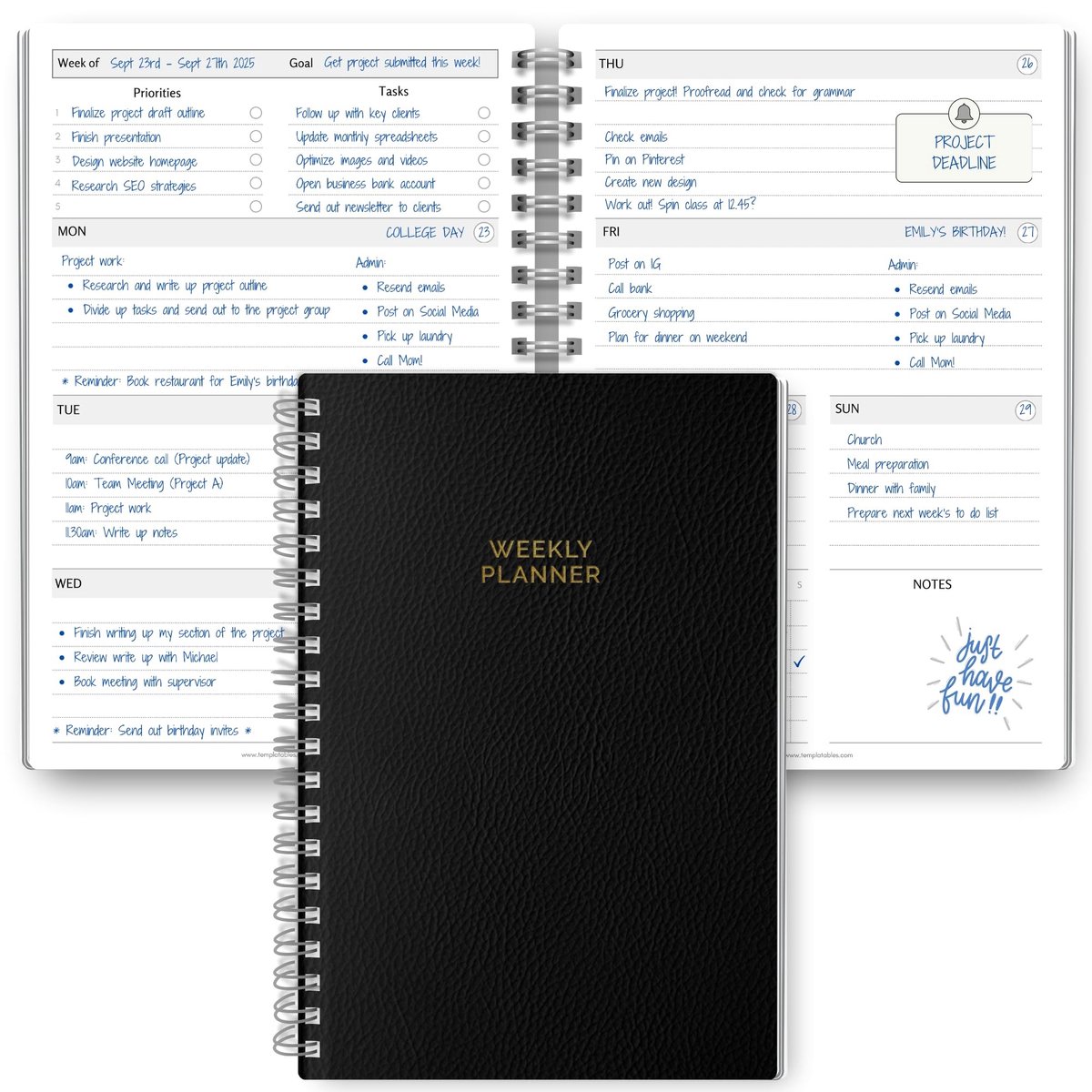 Omgoods - A5 Weekly Planner Organizer - Week op Twee Pagina's en Productiviteitsplanner