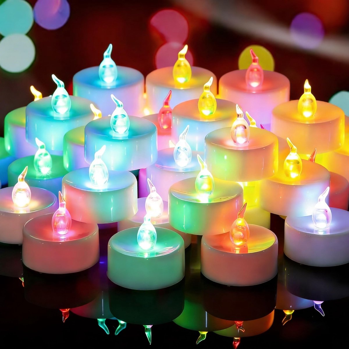 Omgoods - 48-Pack Kleurveranderende LED Theelichten - Flameless Votive Kaarsen