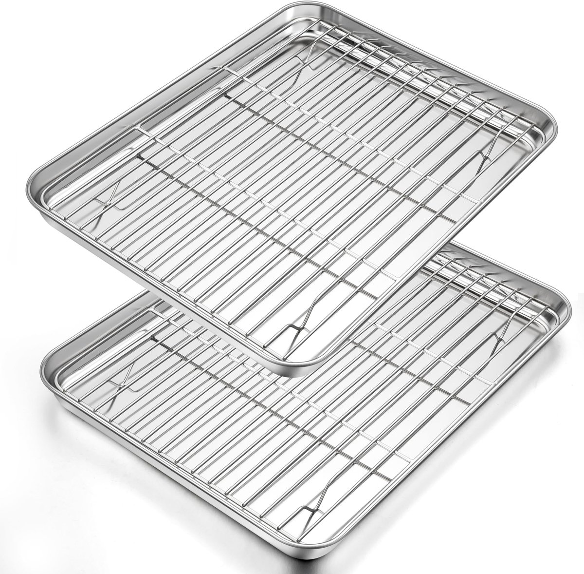 Omgoods - Bakplaat met Afkoelrooster Set - 2 Bakplaten en 2 Roosters voor Oven