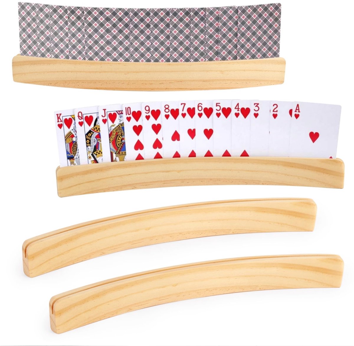 Omgoods - Set van 4 Speelkaarthouders voor Kinderen - Houten Kaarthouder