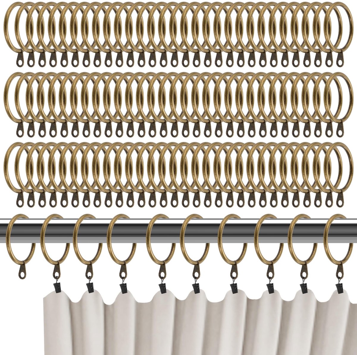Omgoods - 100 Stuks Metalen Gordijnringen - 38mm Binnen Diameter