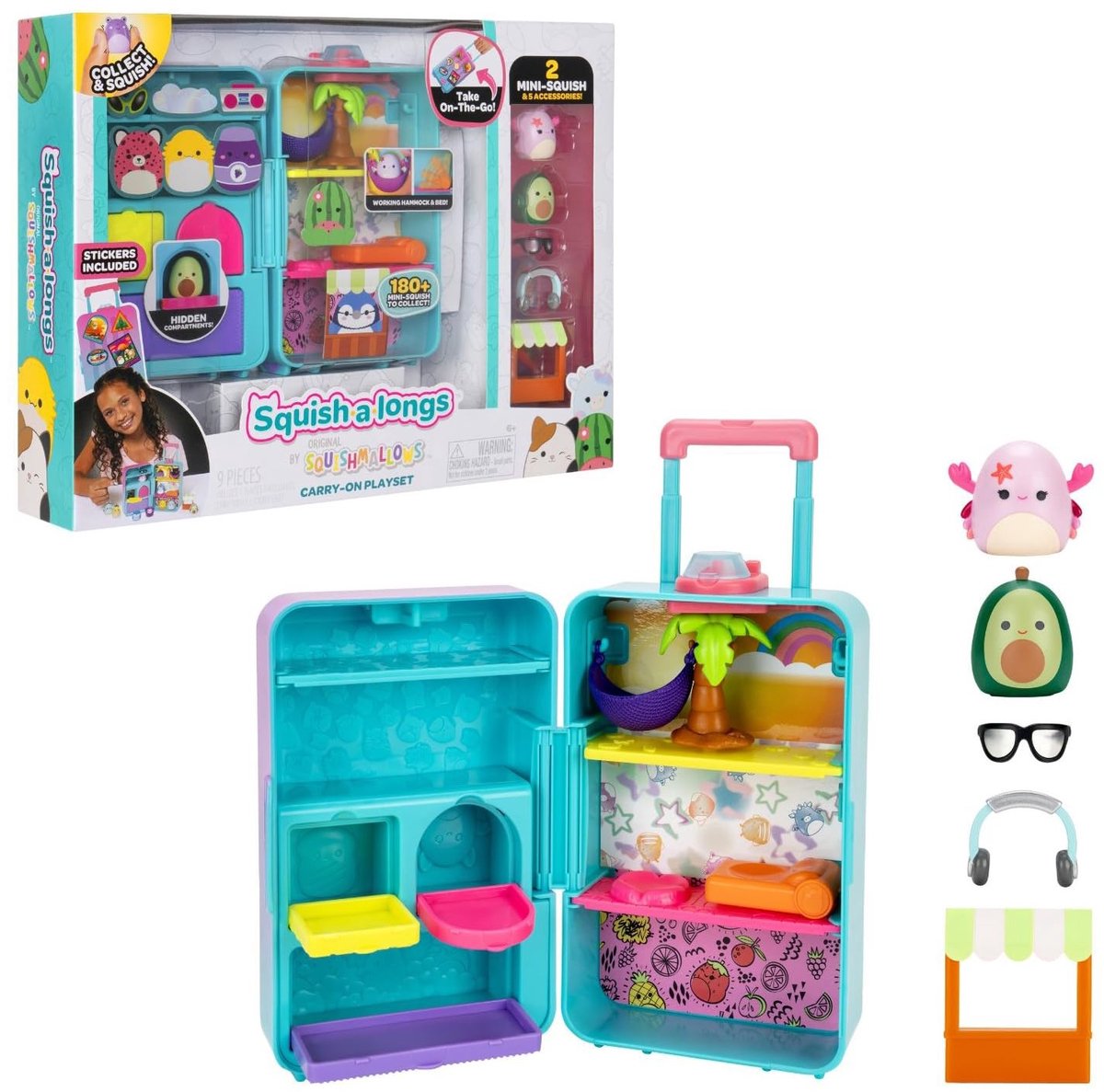 Omgoods - Squish-a-longs Bagagespeelset voor Onderweg met Mini-squish
