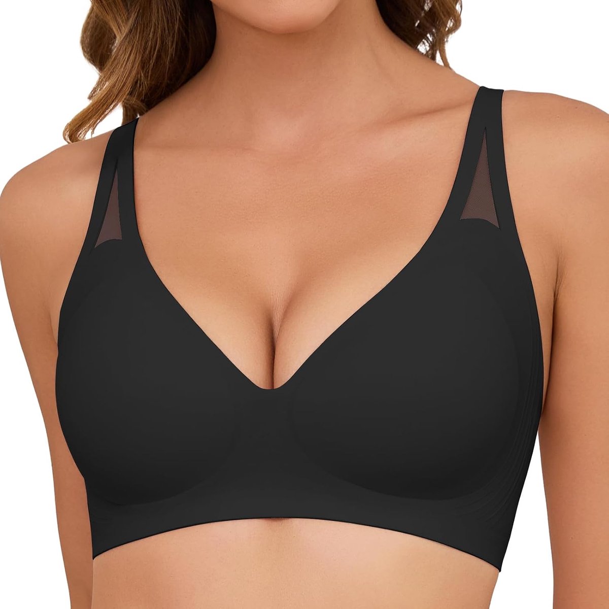 Naadloze BH Dames Zonder Beugel Comfortabele Naadloze Diepe V-hals Zachte BH Push Up T-Shirt Slaap Zacht Ultracomfortabele Bralette Grote Borsten Elasticiteit Bra