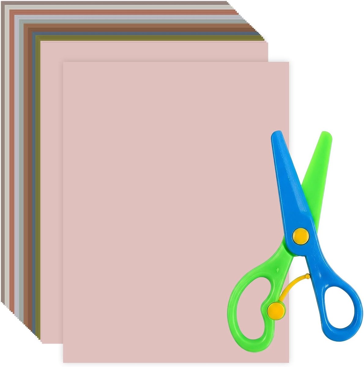 Kleurkarton A4 60 vellen in 10 kleuren voor knutselen, scrapbooking, handwerk en creatief papierwerk met schaar inbegrepen