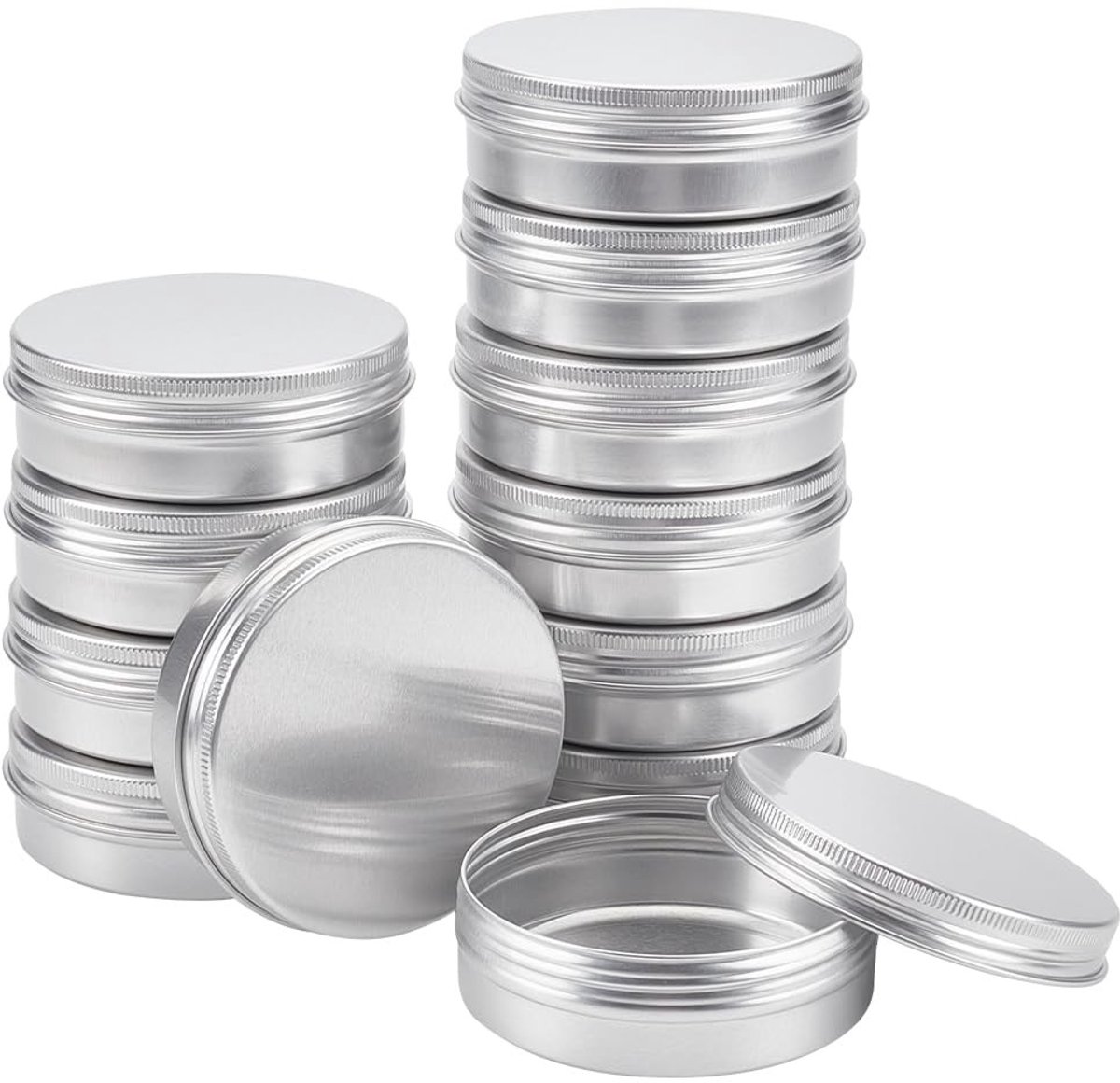 Omgoods- Aluminium Blikken 12 Stuks 100 ml - Schroefdeksel - Cosmetische Containers - Opbergblikje Metaal - Duurzaam - Hoogwaardig Roestvrij Staal - Opbergblikjes