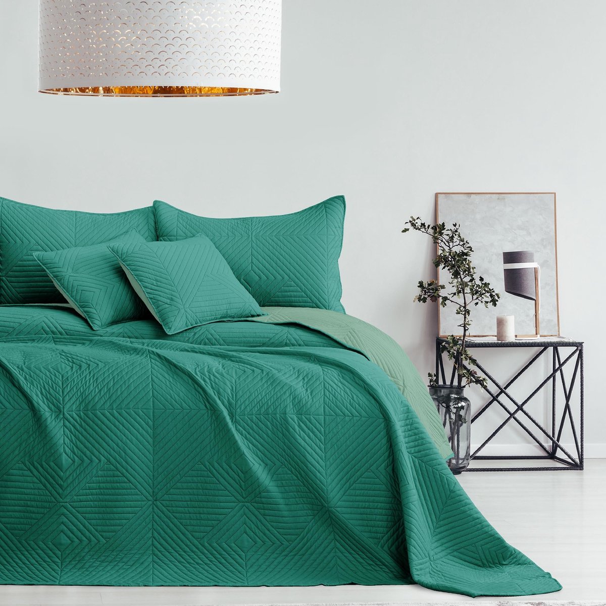 Omgoods - Bedsprei Lichtgroen Donkergroen 240 x 260 cm - Dubbelzijdige Polyester Deken