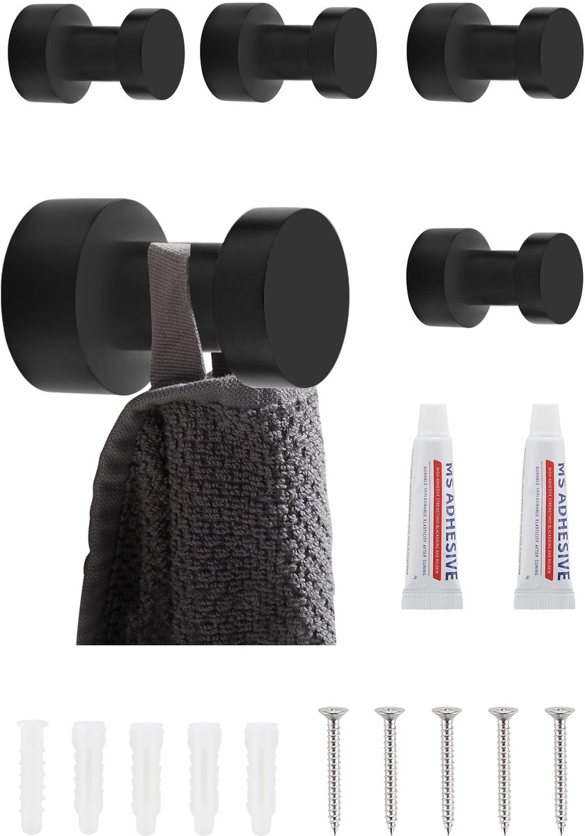Omgoods - Set van 5 Robuuste Wandhaken voor Badkamer en Keuken