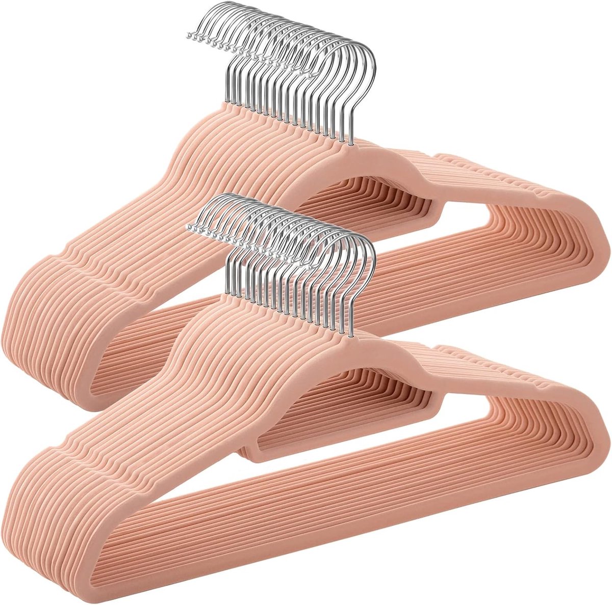 Kledinghangers Set - Antislip Hangers - Garderobe Organiseren - Ruimtebesparend Ontwerp - 50 Stuks - Koraalroze