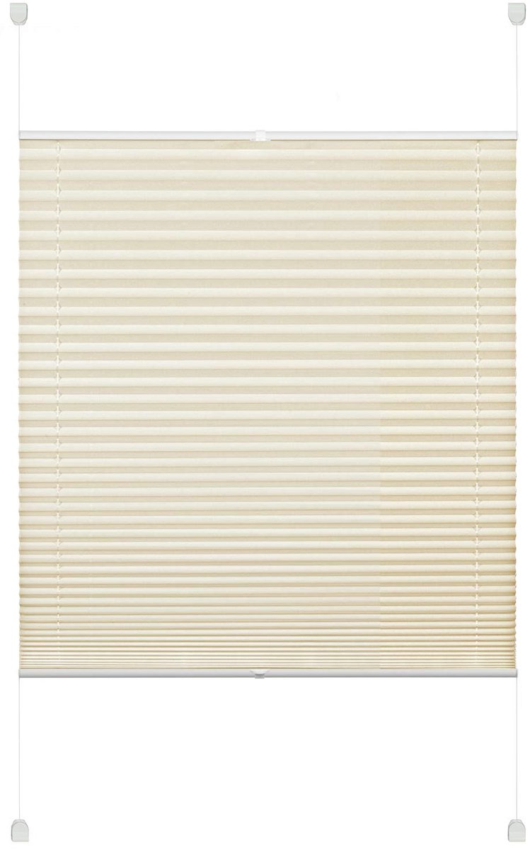 Omgoods - Plisse Blind met Klemsteunen - Opaque Rolgordijn Beige 100 x 130 cm