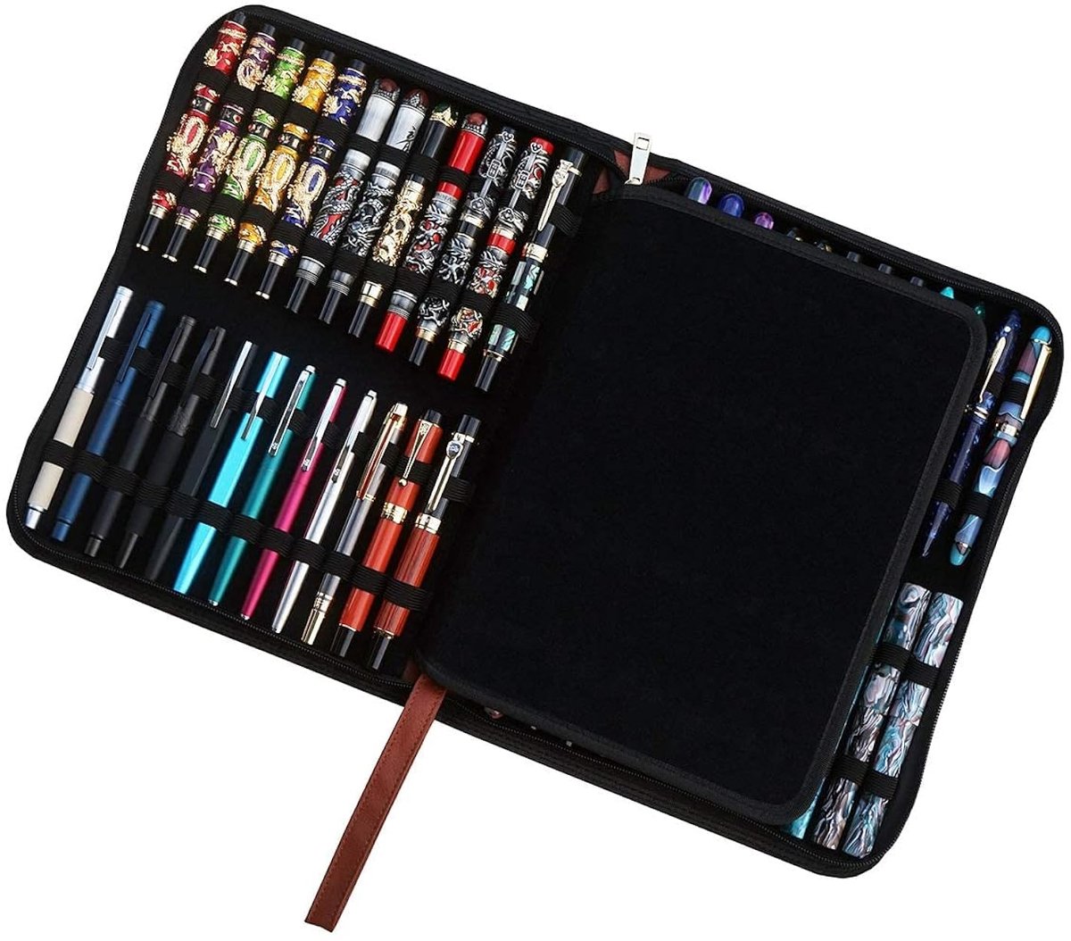 Omgoods - XL Etui van Kunstleer voor 48 Ballpoint en Vulpen